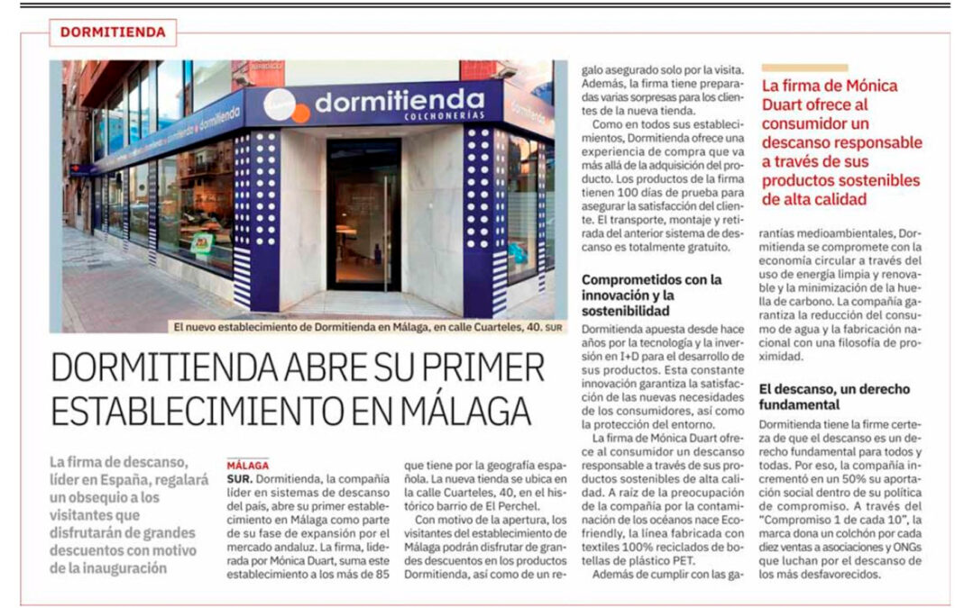 SUR: Dormitienda abre su primer establecimiento en Málaga