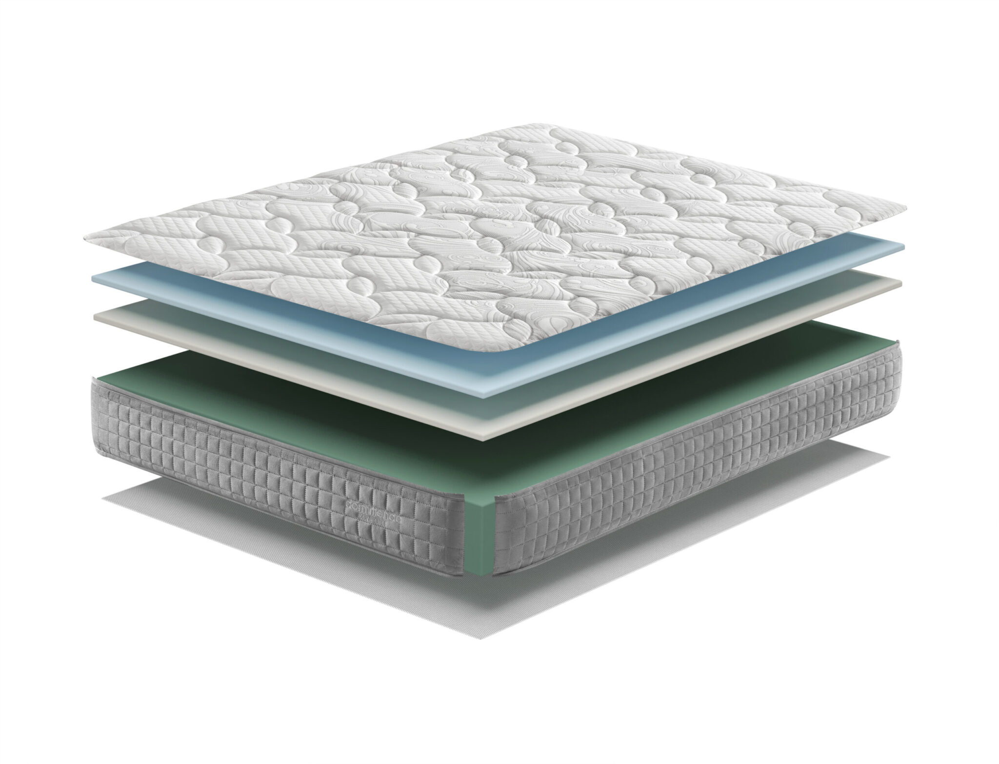 MaterassieDoghe - colchón 150x190 viscoelástico, 3 capas, funda extraíble,  5 cm de viscoelástico, 7 zonas de confort