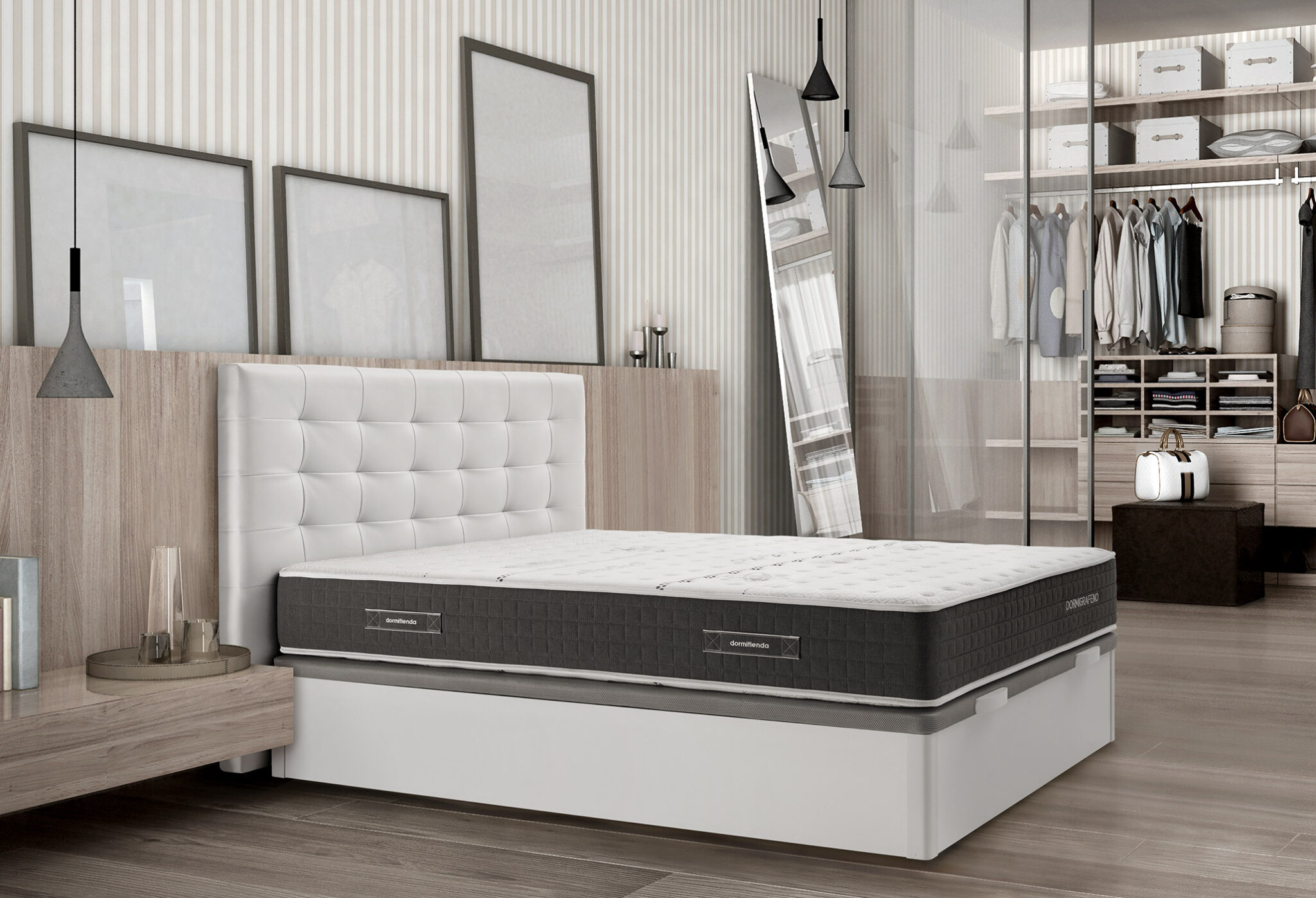 Canapé abatible, gran capacidad y alta durabilidad, natural, 140x200  Storage bed